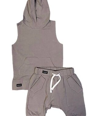 Kids Taupe Hooded Tank & Jogger Matching Set